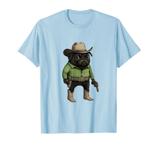Funny Cowboy Pug Dog Western Costume Pug Cowboy Meme T-Shirt