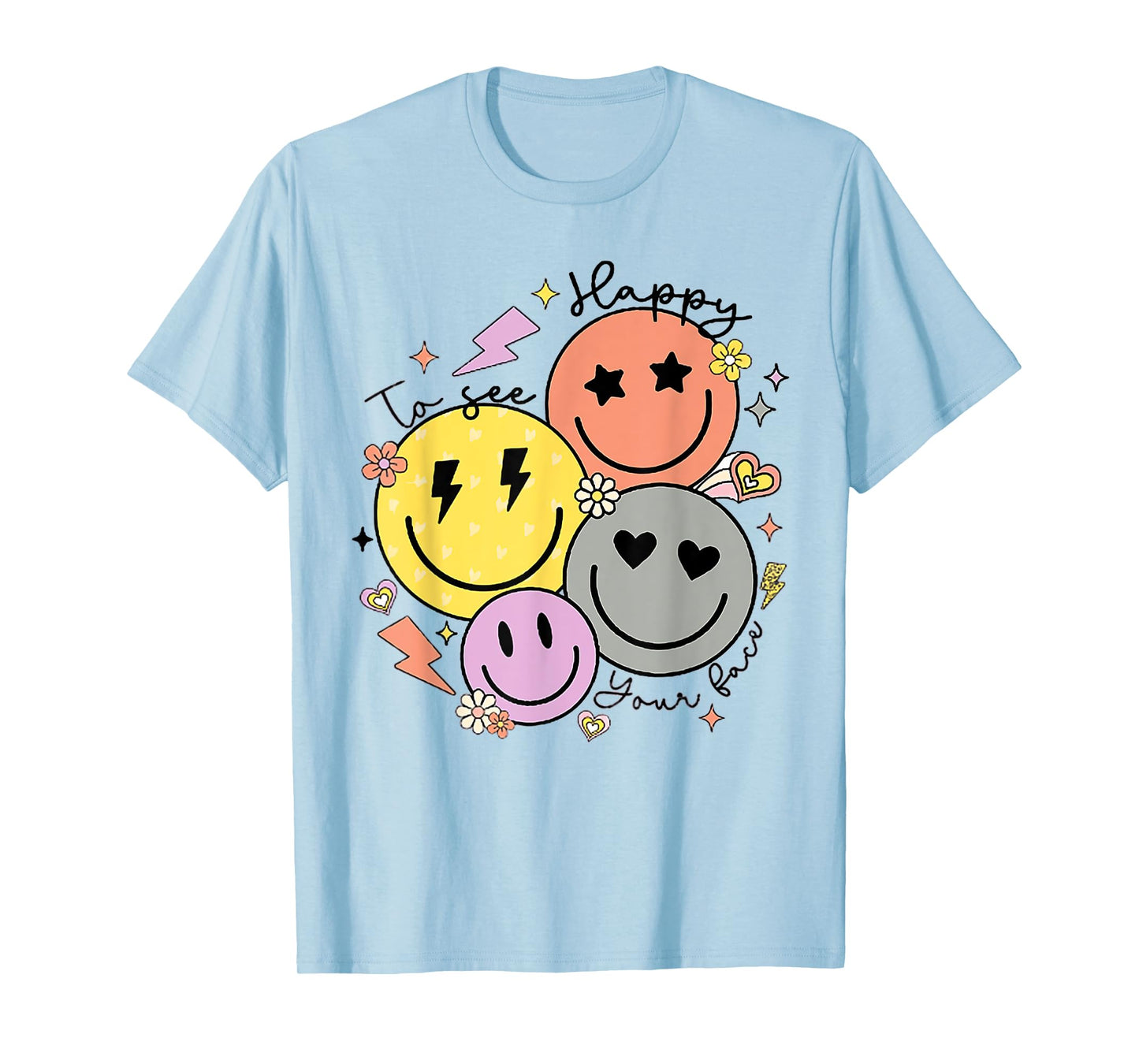 Groovy Happy To See Your Face Teacher First Day Of School T-Shirt for Men Women Kids