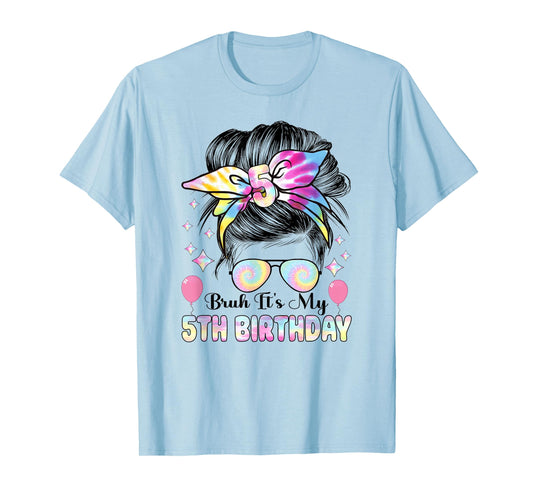 Bruh It's My 5th Birthday Retro 5 Year Old Birthday Girl T-Shirt