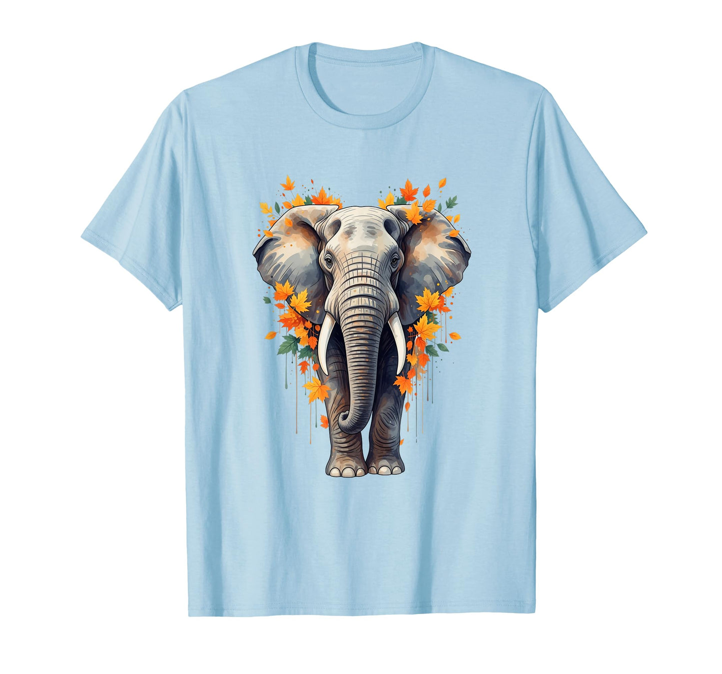 Elephant Autumn Leaves Nature Art for Wildlife Men Women Kid T-Shirt