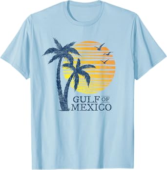 Vintage Gulf of Mexico Souvenir Palm Trees Retro Vacation T-Shirt