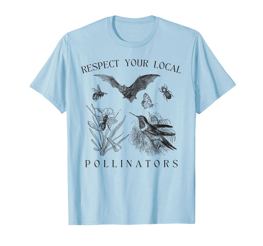 Eco-Friendly Wildlife Conservation Apparel Respect Your Local Pollinators Vintage Bug Protect Nature Unisex-Adults T-Shirt White Small Classic Fit Short Sleeve Spring, Summer