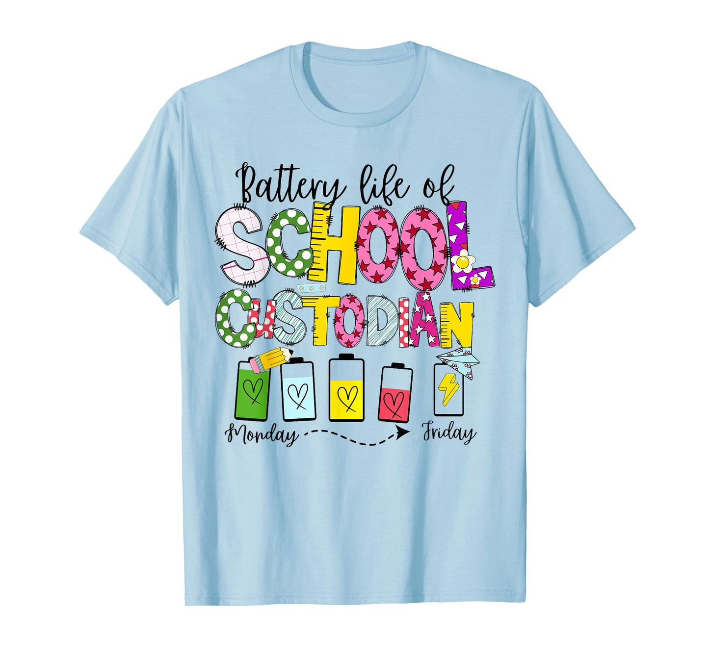 School Custodian Battery Life Back to School Janitor T-Shirt