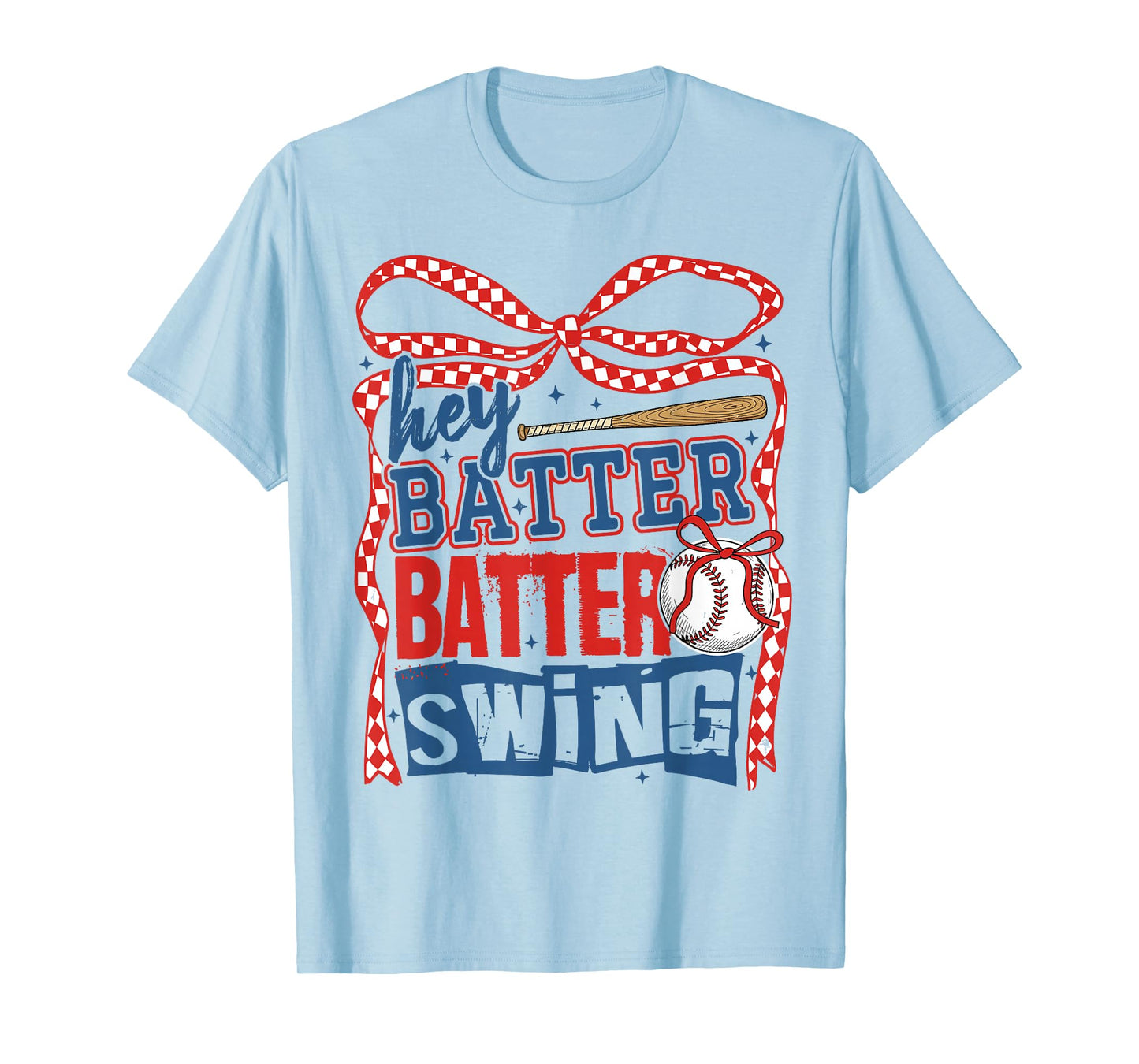 Baseball Mom Hey Batter Batter Swing Coquette Bow Womens T-Shirt