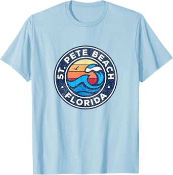 St. Pete Beach Florida FL Vintage Nautical Waves Design T-Shirt for Men Women Girls Kids