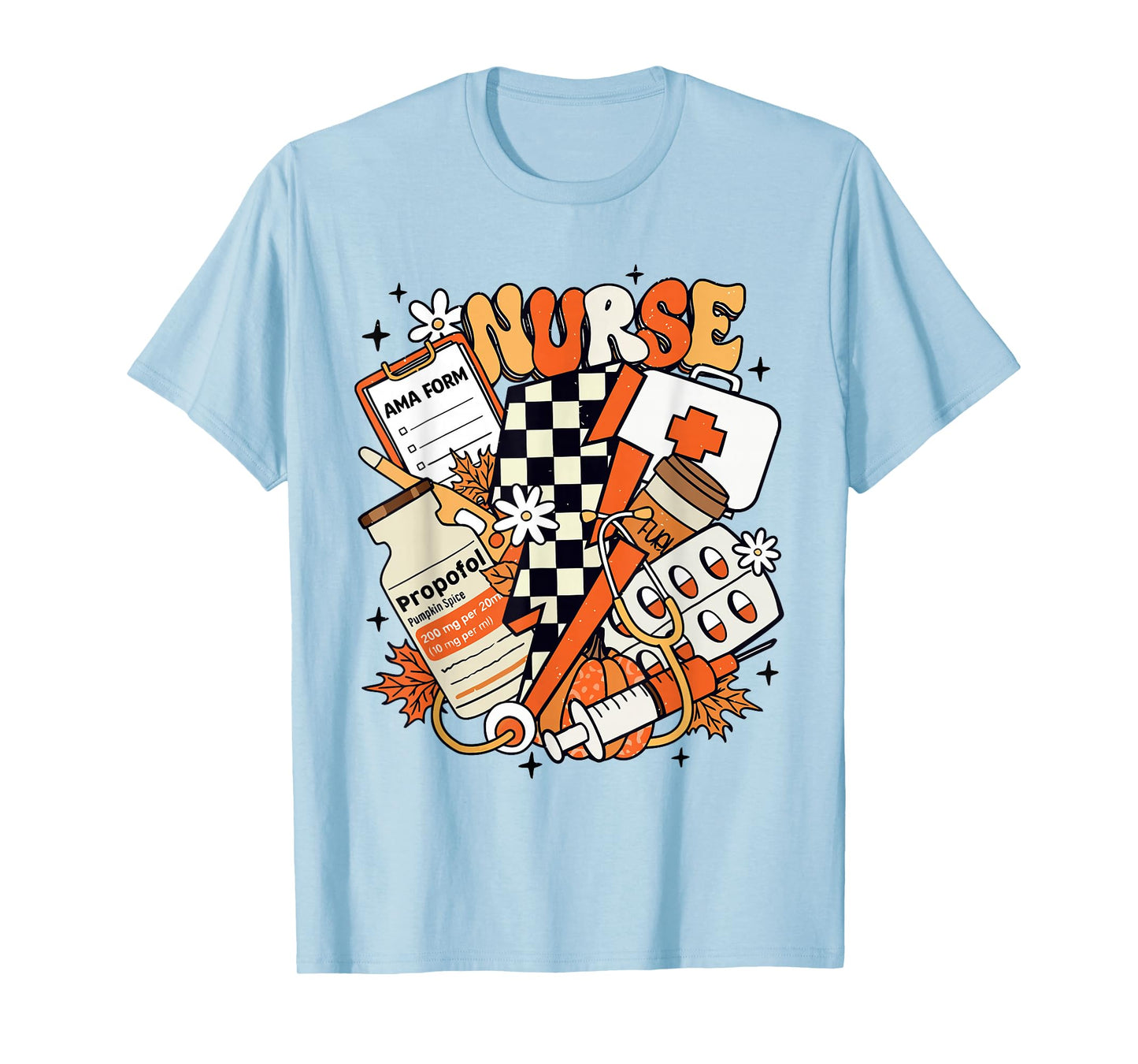 Retro Pumpkin Nurse Life Thanksgiving Fall Autumn Nurse T-Shirt