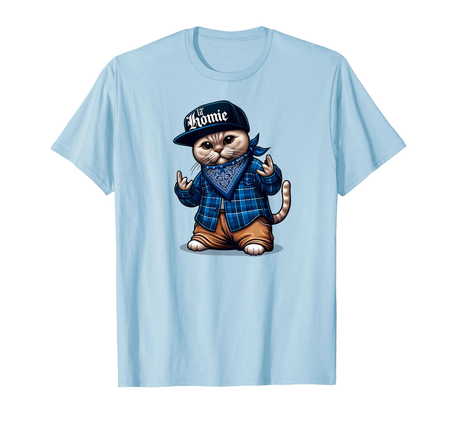 LIL HOMIE Cute Cholo Cat Chicano Art West Coast Hip Hop T-Shirt