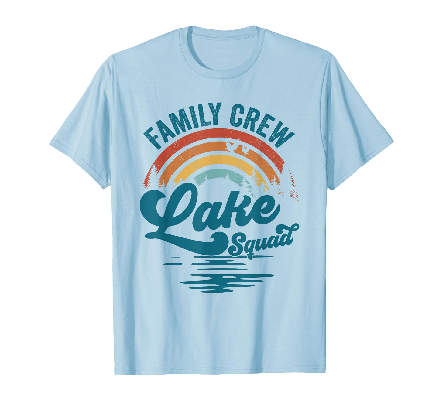 Family Crew Lake Squad Groovy Rainbow Vacation Lake Trip T-Shirt