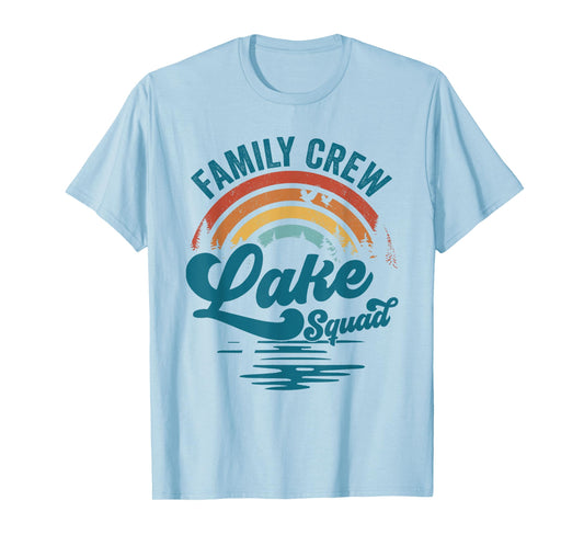 Family Crew Lake Squad Groovy Rainbow Vacation Lake Trip T-Shirt