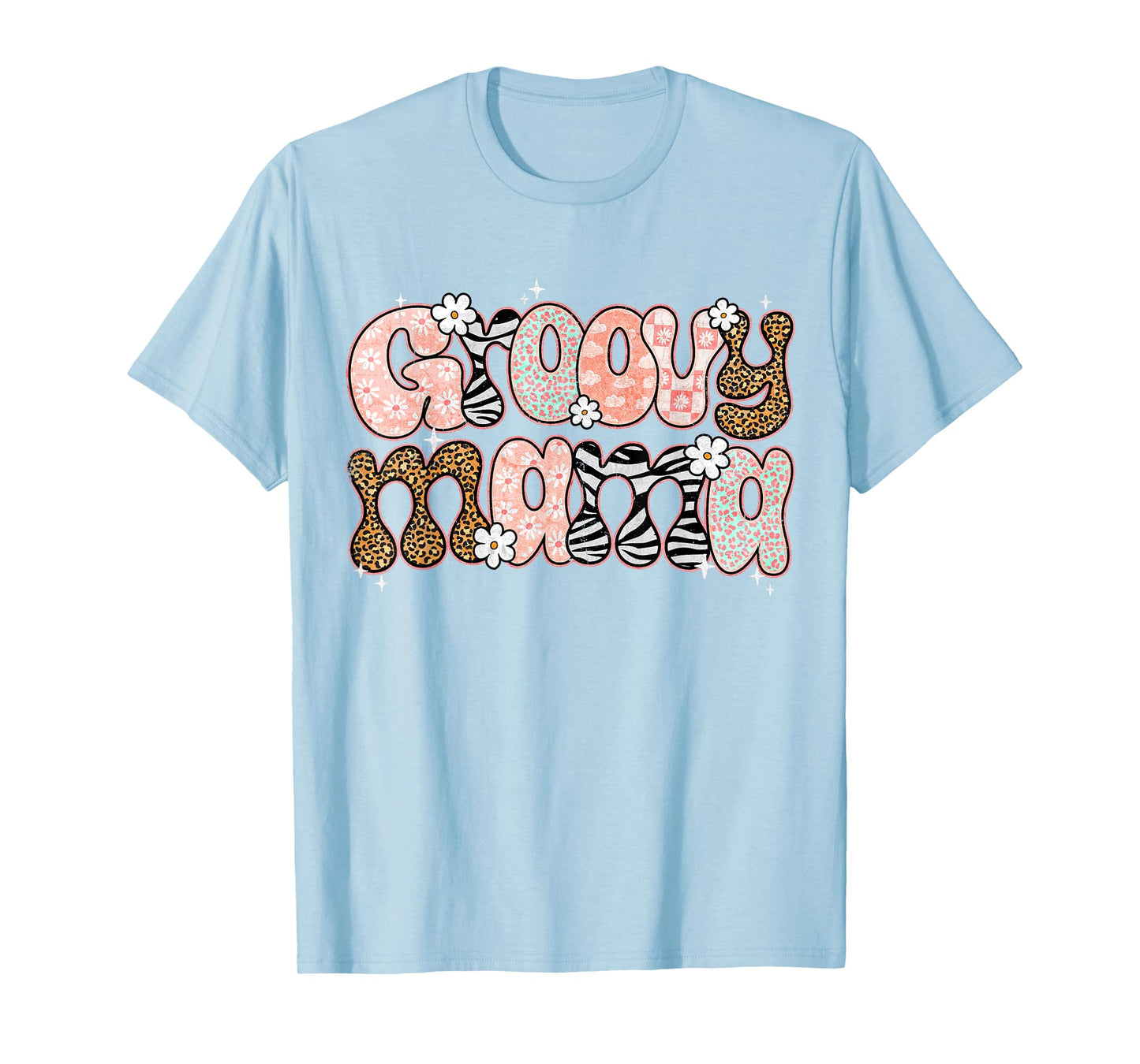Groovy Mama Mommy Retro Floral Mom Life Leopard Maternity T-Shirt