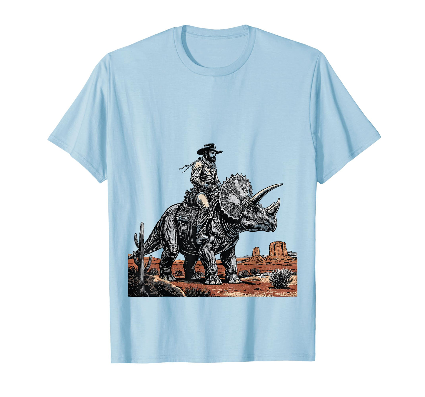 Cowboy Riding Triceratops Funny Western Dino T-Shirt