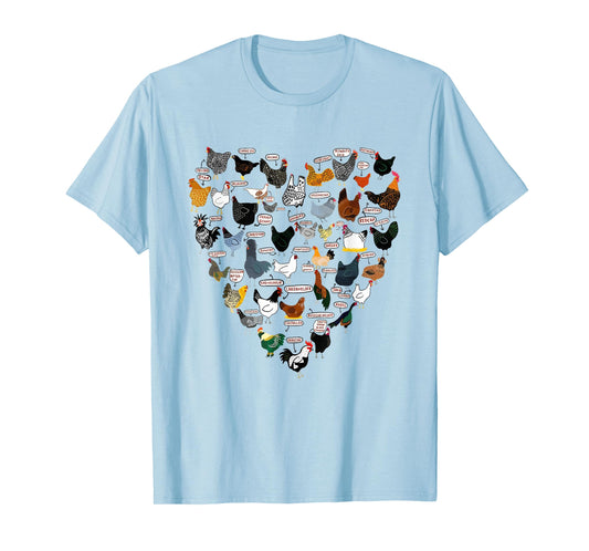 Chicken Breeds Mothers Chickens Heart Shape Women Farmer T-Shirt