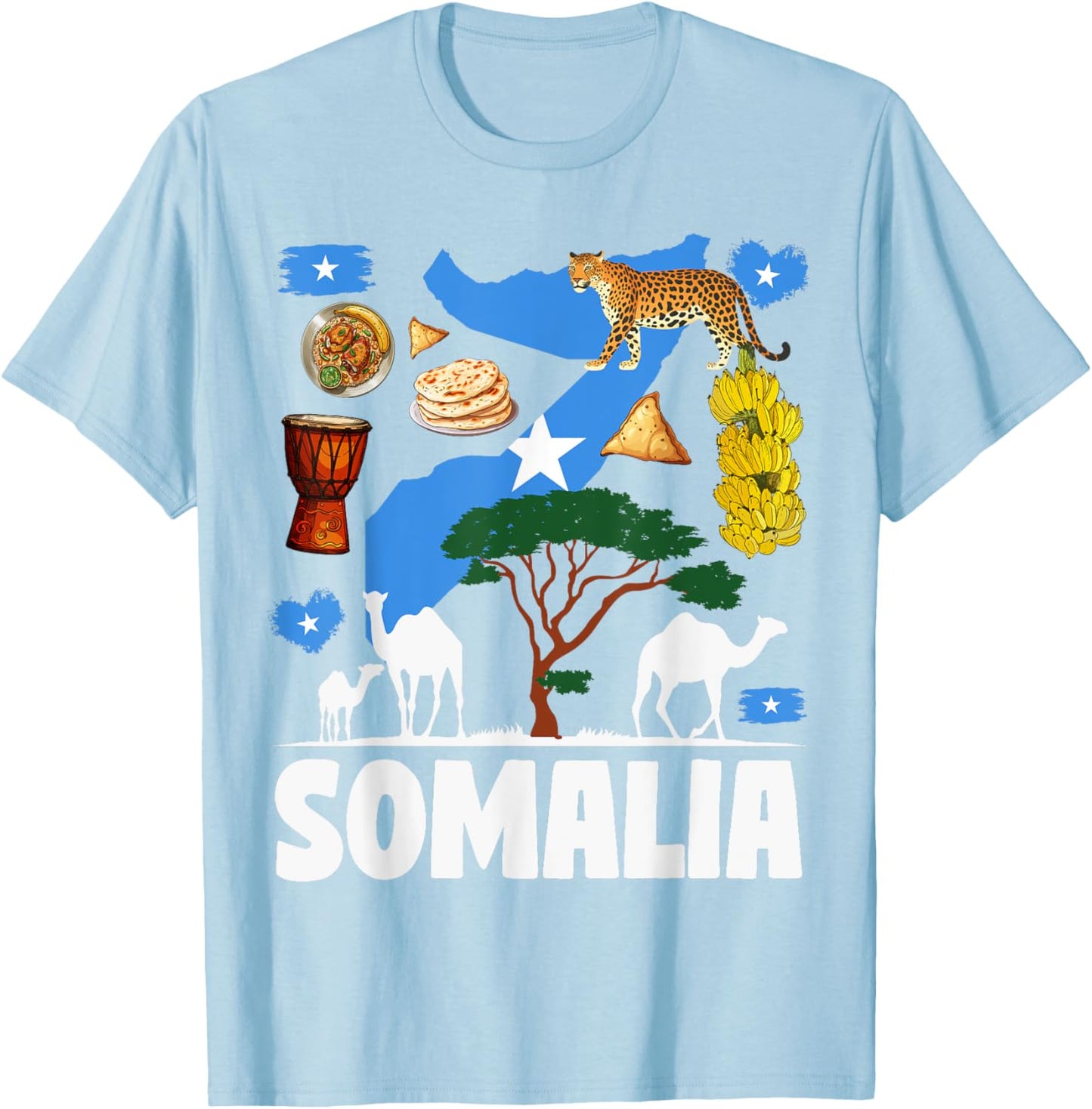 Somali Flag Heritage Outfit Idea For Kids & Somalian Food T-Shirt