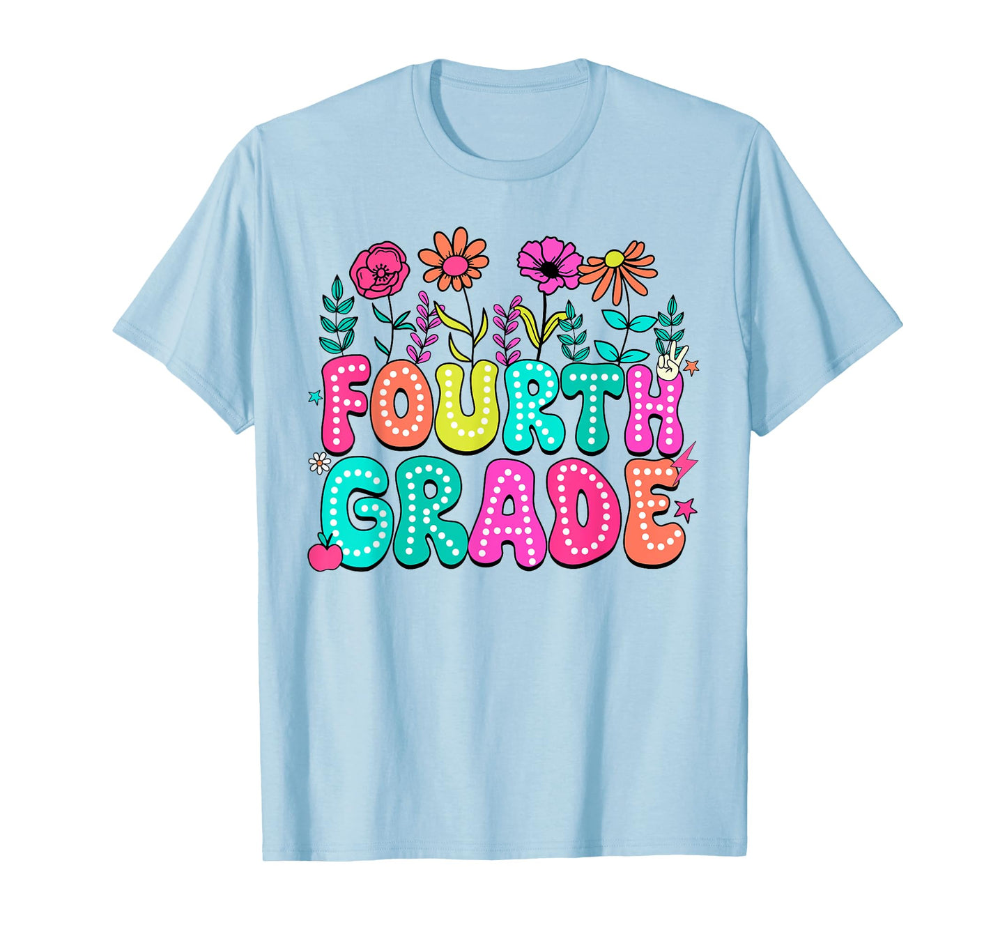4th Grade Teacher Student Wildflower Back To School Floral T-Shirt for Men Women Kids