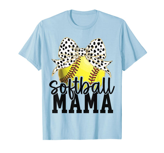 Softball Mom Coquette Bow Baseball Mom Mother's Day T-Shirt