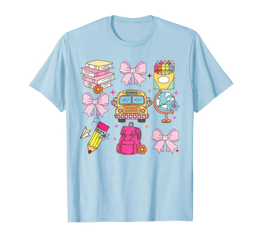 Coquette Bow Teacher Back To School Teacher Life Student Kid T-Shirt