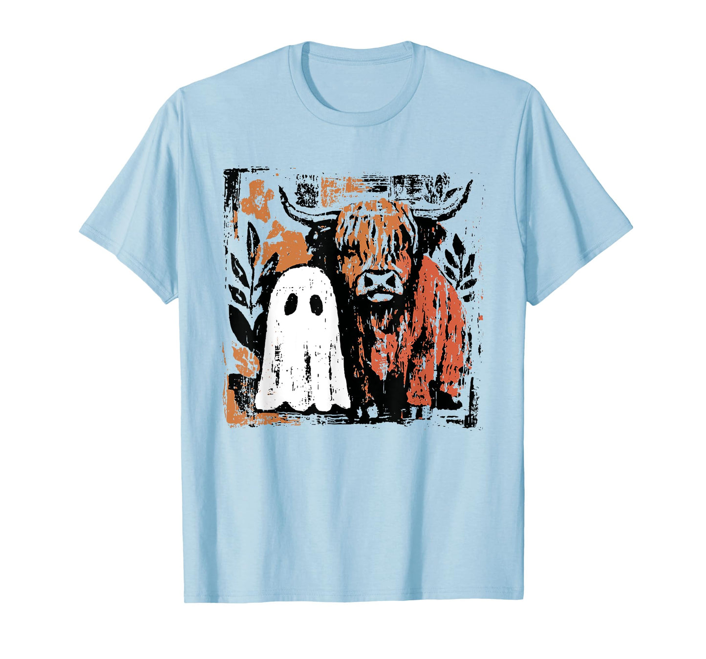 Cute Fall Highland Cow Ghost Halloween Spooky for Men Women T-Shirt