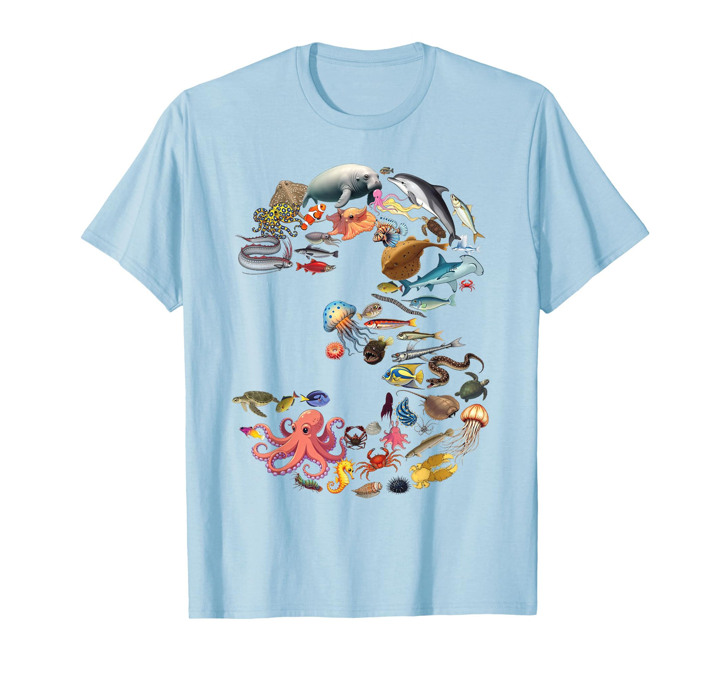 3 Years Old 3rd Birthday Sea Ocean Animals Figures Number 3 T-Shirt