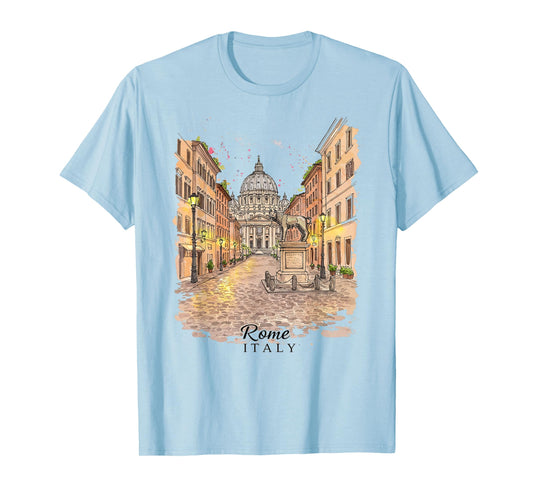 Rome Italy Lovers Art Print Vintage Cityscape Roma Italia T-Shirt