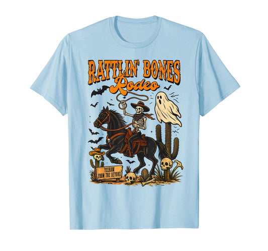 Halloween Spooky Western Life Cowboys Rattlin' Bones Rodeo T-Shirt