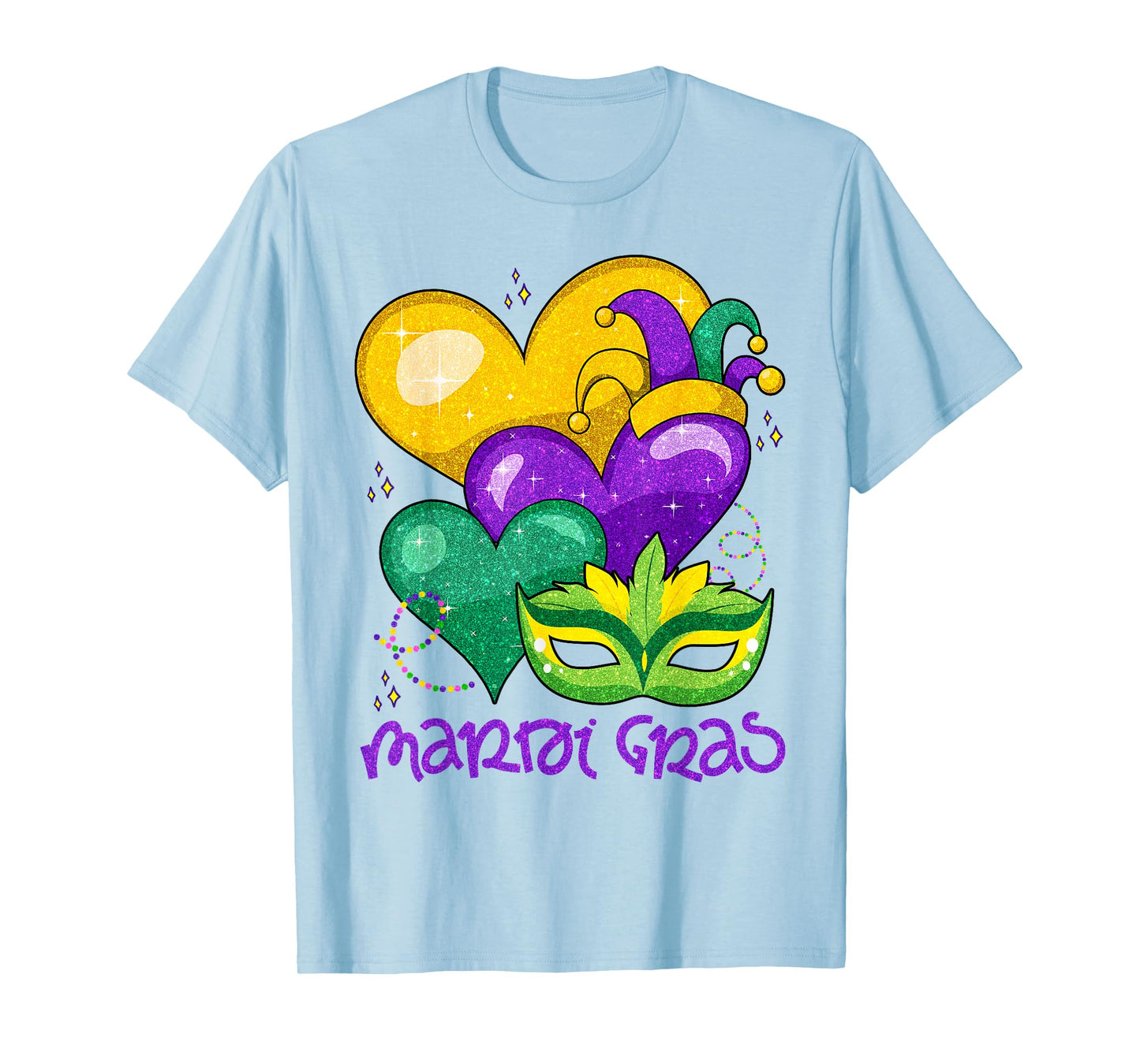 Mardi Gras Hearts Cute Outfit Women Girls Kids Toddler T-Shirt