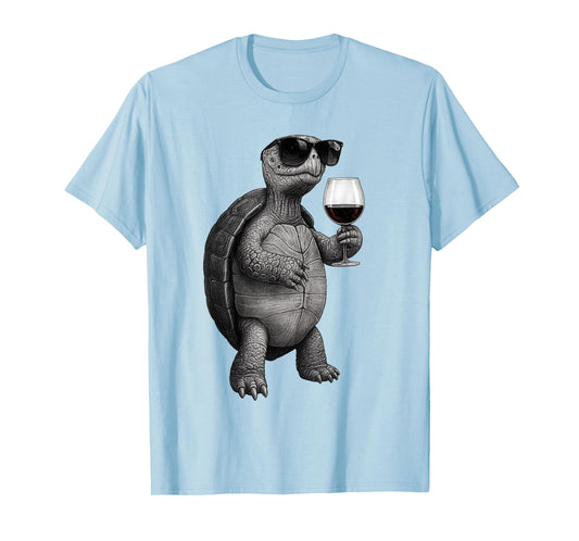 Cool Turtle Drinking Red Wine Art Print T-Shirt