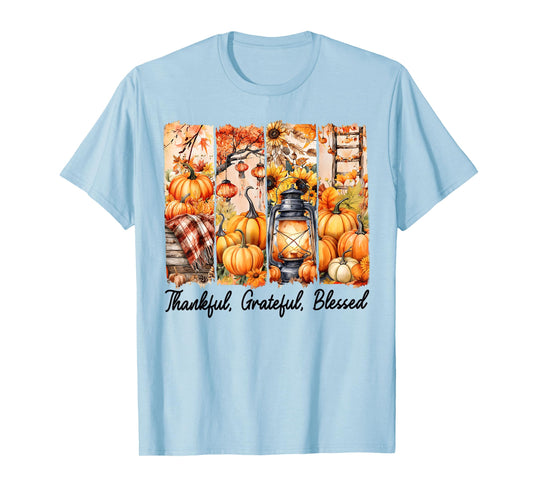 Thankful Grateful Blessed Pumpkin Fall Thanksgiving Autumn T-Shirt