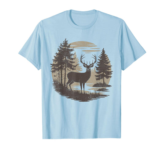 Vintage Forest Deer Graphic Retro Outdoors Wildlife Nature T-Shirt