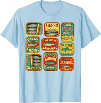 Vintage Sardines Tinned Fish Retro Graphic For Men Women T-Shirt