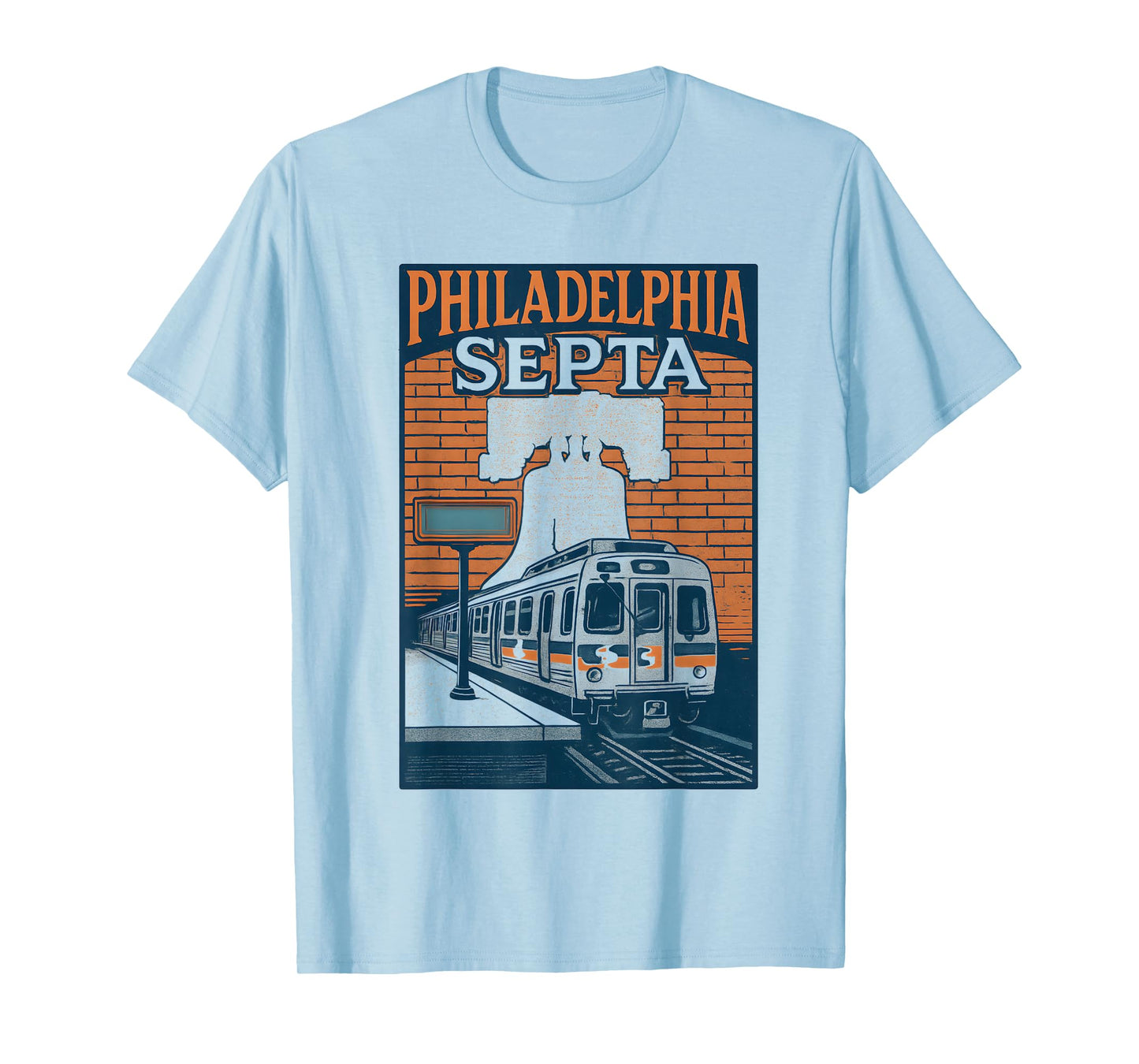 Philadelphia Septa Train Retro Transit Liberty Bell Artwork T-Shirt