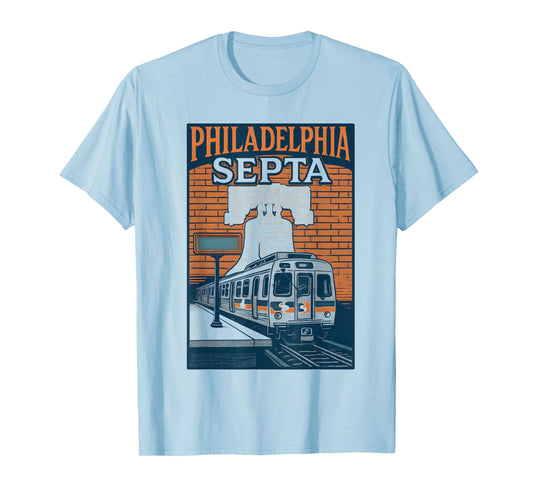 Philadelphia Septa Train Retro Transit Liberty Bell Artwork T-Shirt