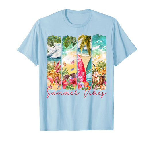 Retro summer vibes beach palm tree summer vacation T-Shirt