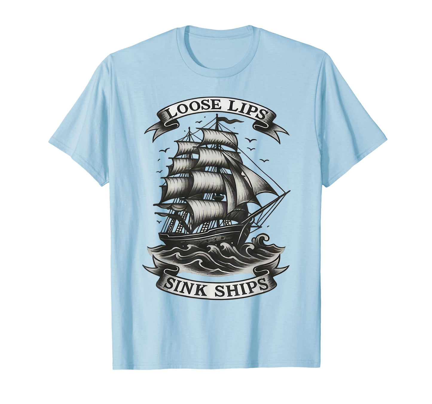 Vintage Loose Lips Sink Ships Traditional Nautical Sailor T-Shirt