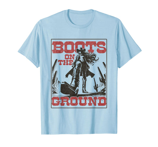 Cowgirl Boots on The Ground Vintage Western T-Shirt