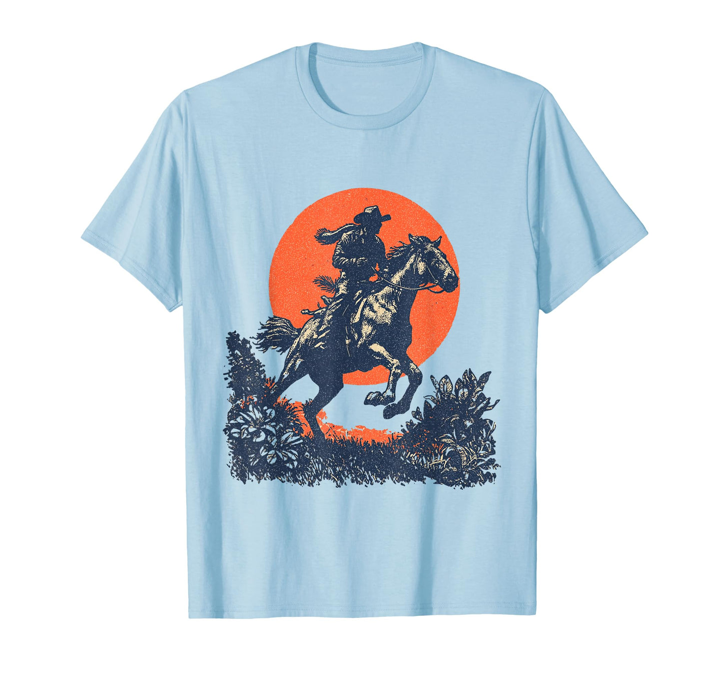 Vintage Cowboy Horse Ride Retro Western Sunset T-Shirt
