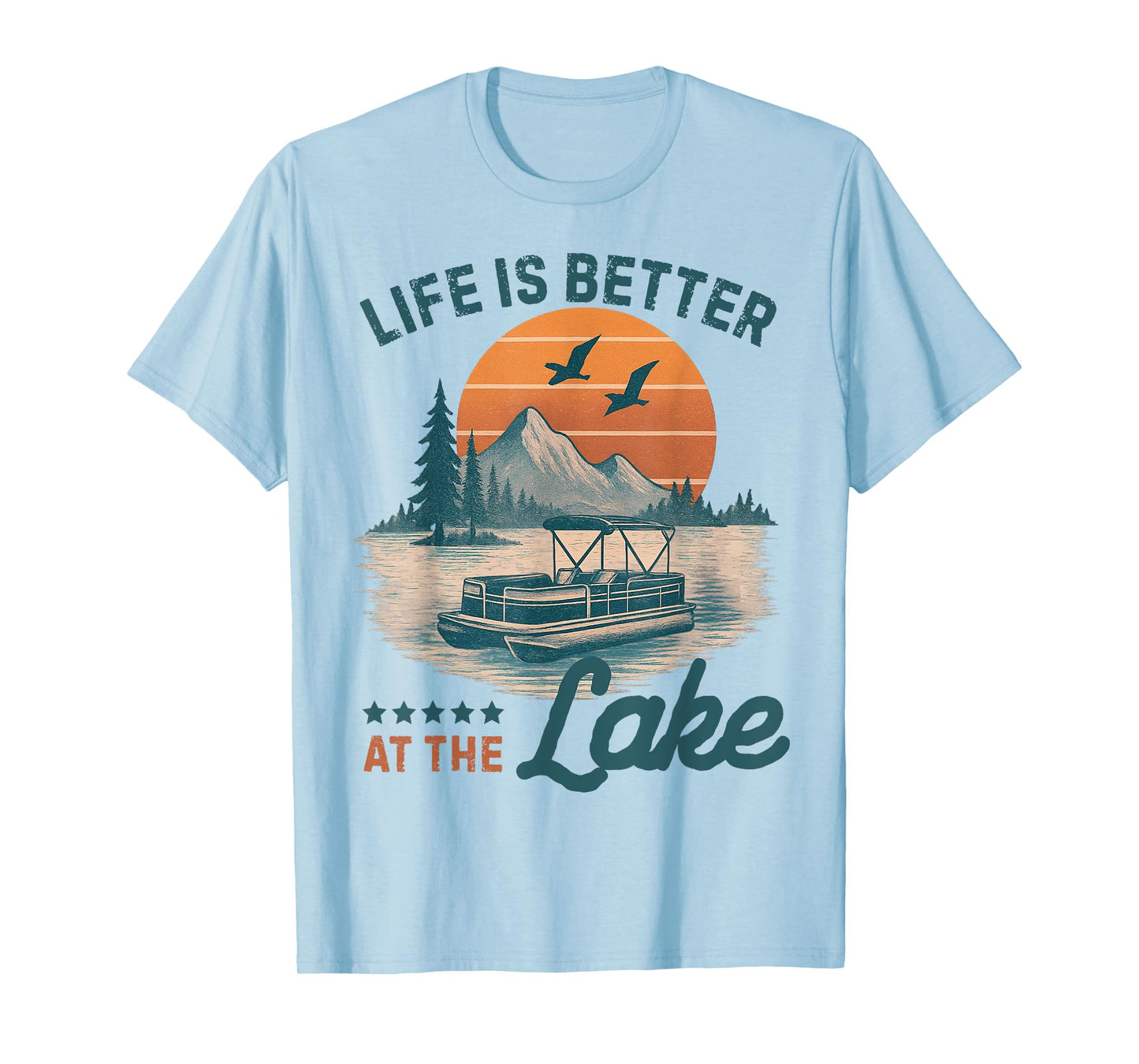 Life is Better at The Lake Pontoon Vintage Pontoon Boat T-Shirt