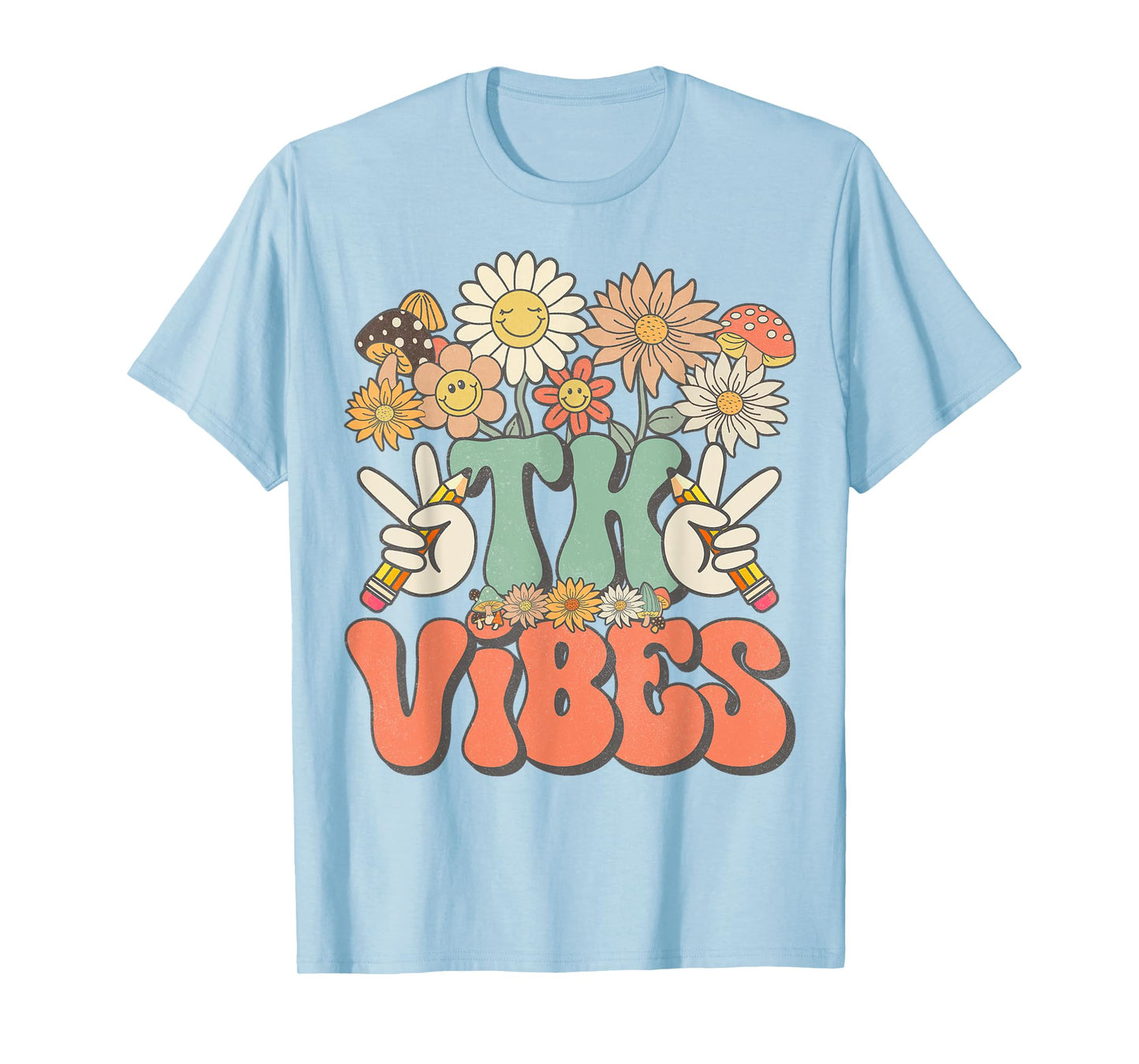 Retro Groovy Hippie Wildflower Daisy TK Teachers Girls Kids T-Shirt