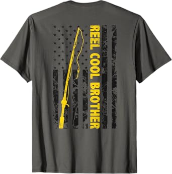 Reel cool Brother Fishing American Flag dad gift for Brother T-Shirt