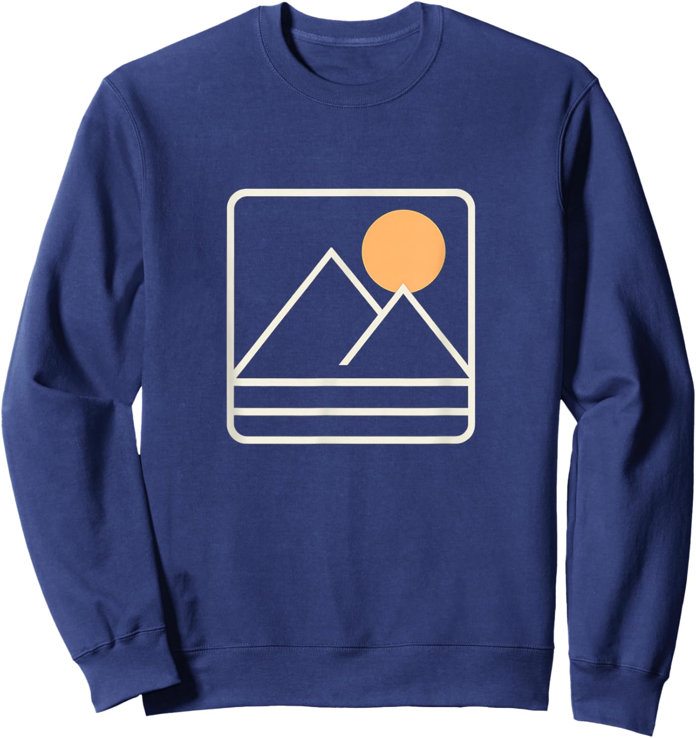 Mountain Sunrise - Minimalist Retro Nature Graphic Tee T-Shirt Sweatshirt - Sweatshirt | Navy