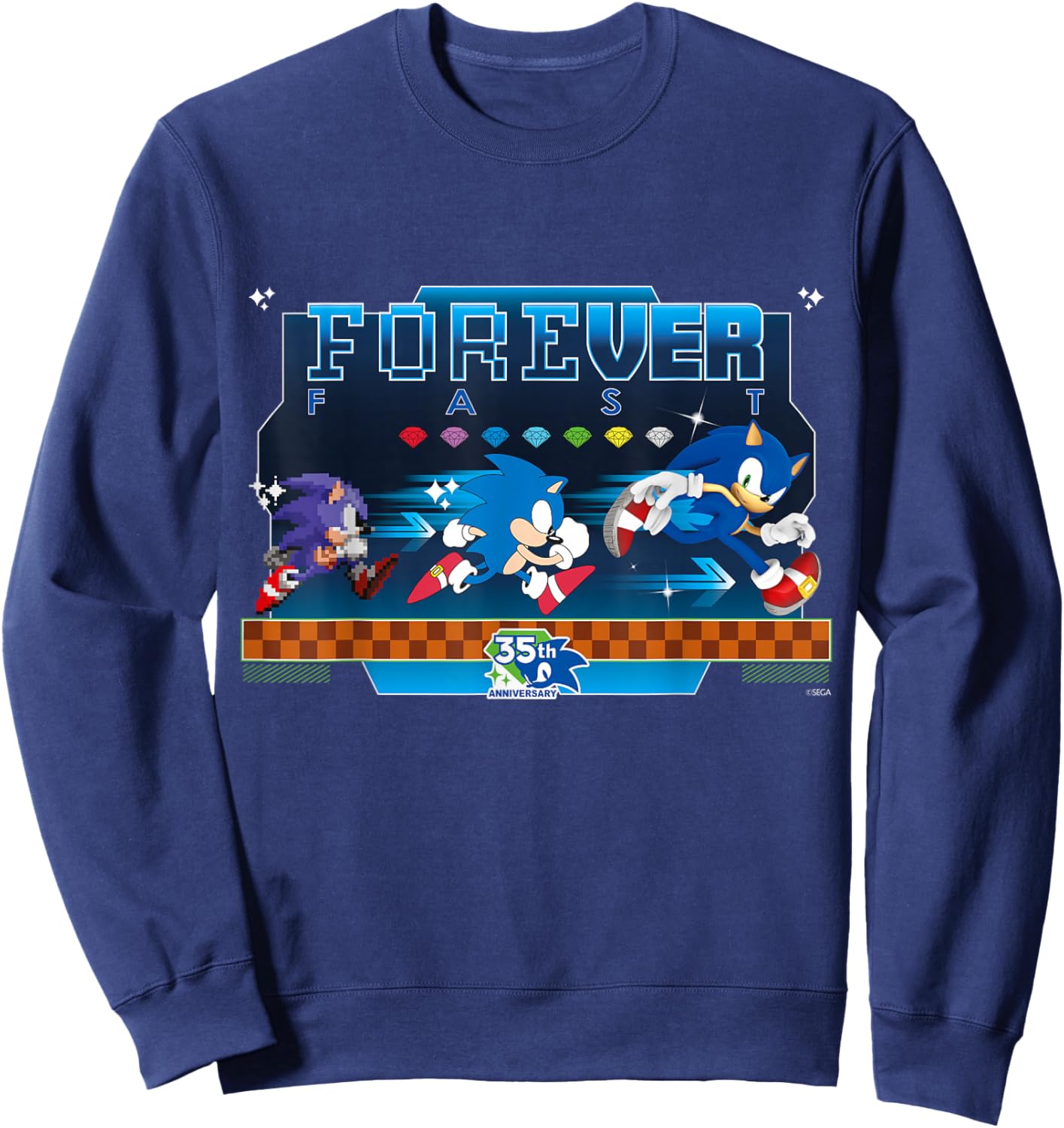 Sonic The Hedgehog 35th Anniversary Forever Fast Evolution T-Shirt - Sweatshirt | Navy