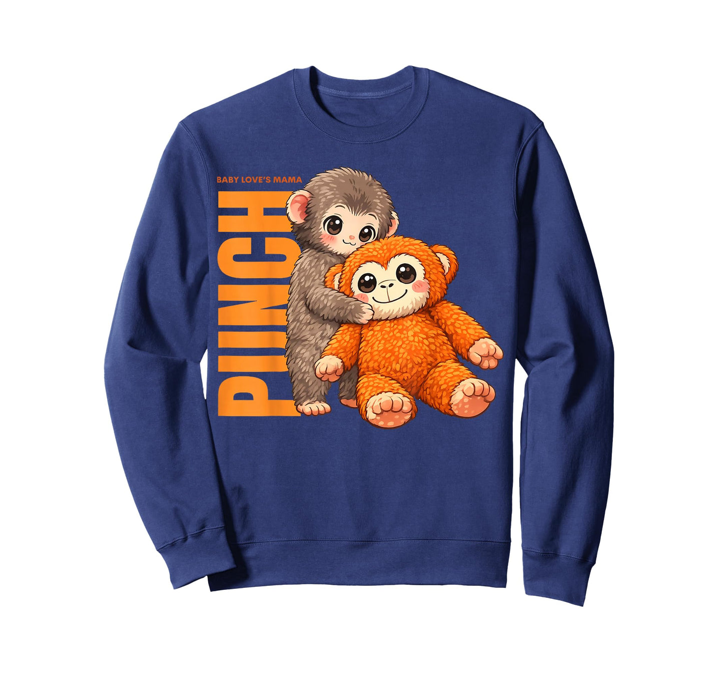 Cute Baby's Love Mama Punch Monkey T-Shirt - Sweatshirt | Navy