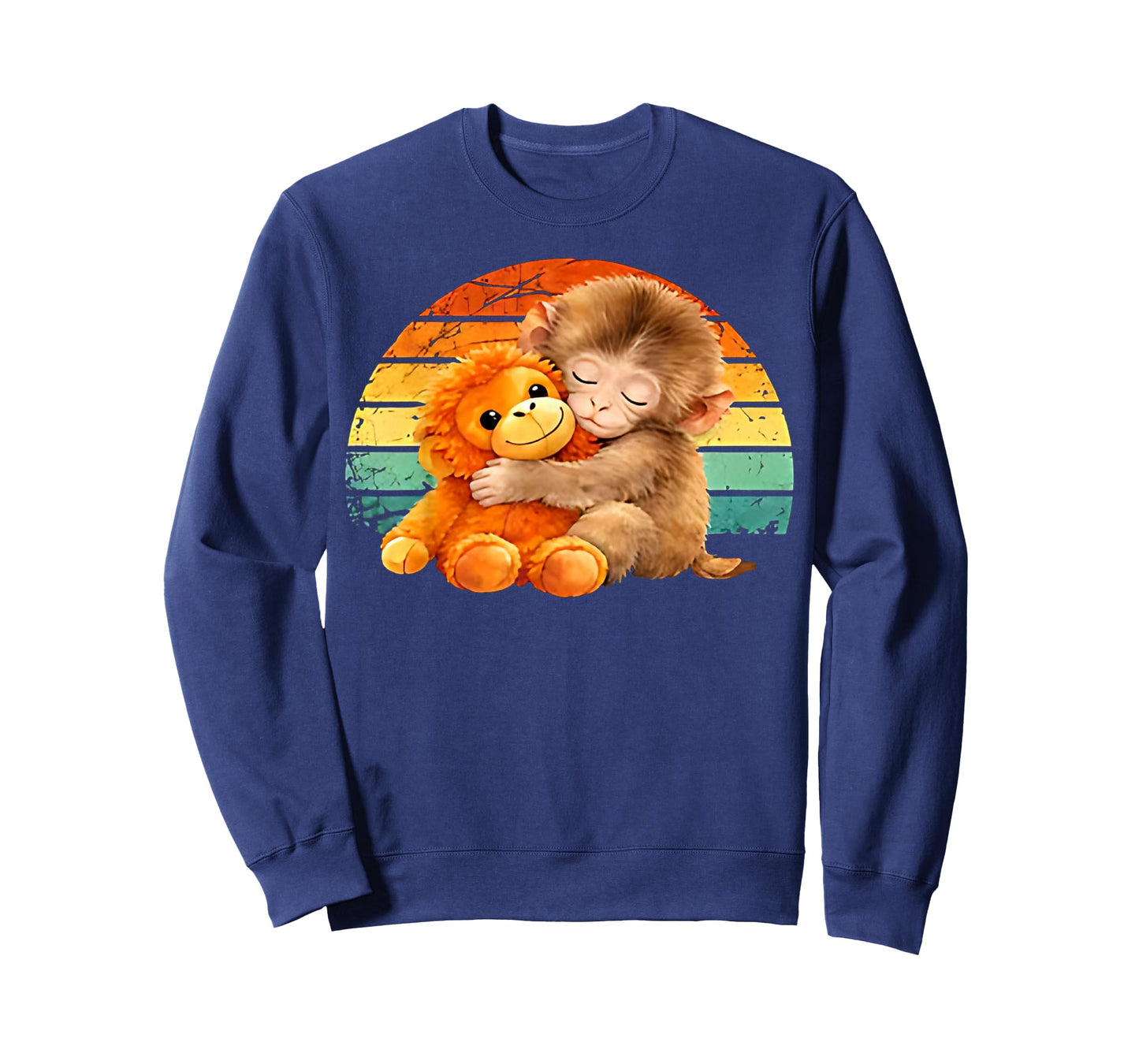 Retro Vintage Baby Monkey Punch T-Shirt - Sweatshirt | Navy