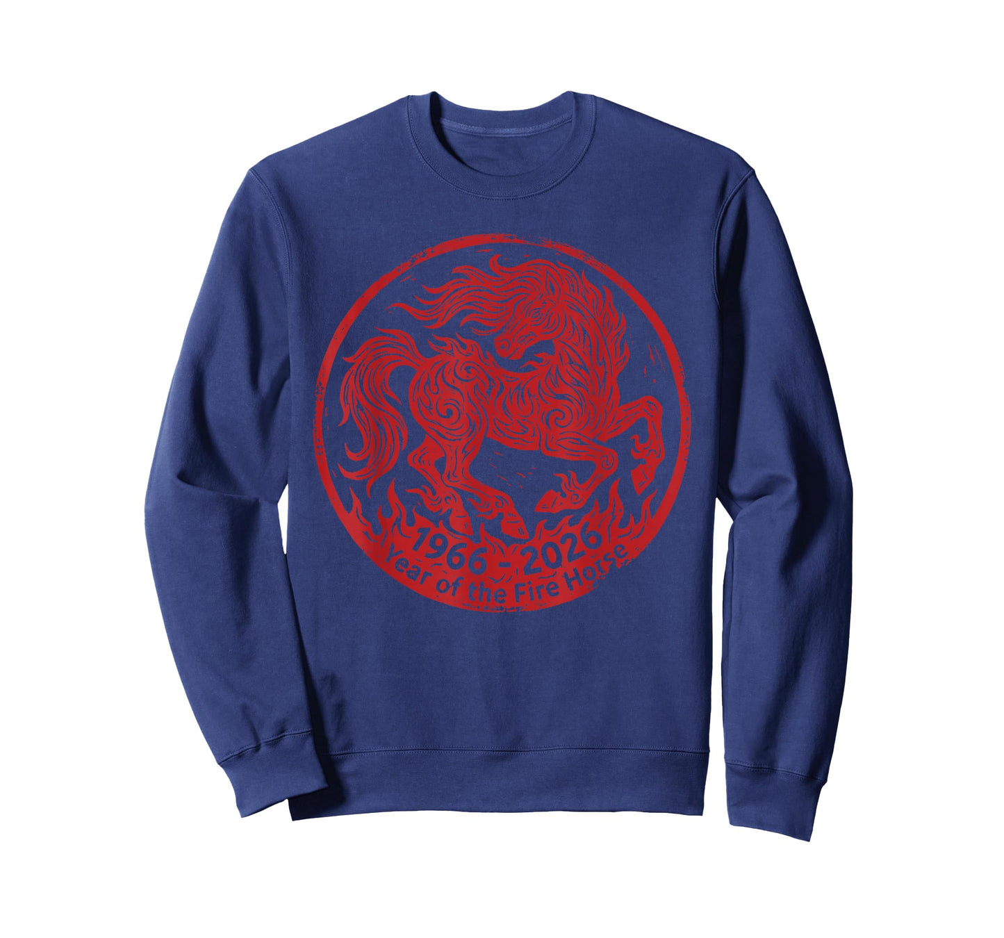 1966 2026 Year of The Fire Horse 60th Birthday Zodiac T-Shirt - Sweatshirt | Navy