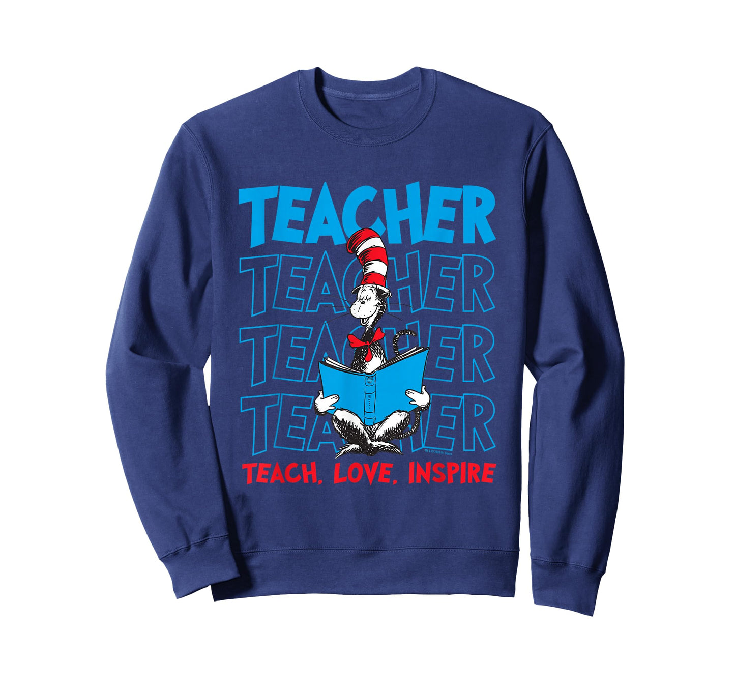 Dr Seuss Cat in The Hat Teacher Officially Licensed T-Shirt - Sweatshirt | Navy