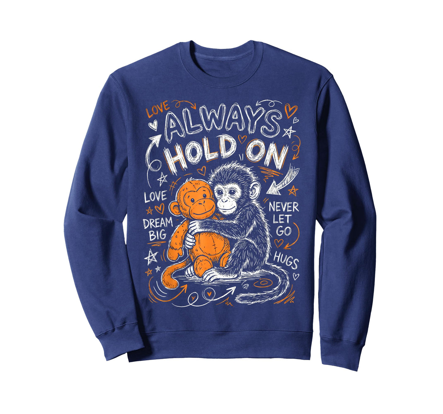 Punch Monkey Cute Baby Funny Animal T-Shirt - Sweatshirt | Navy