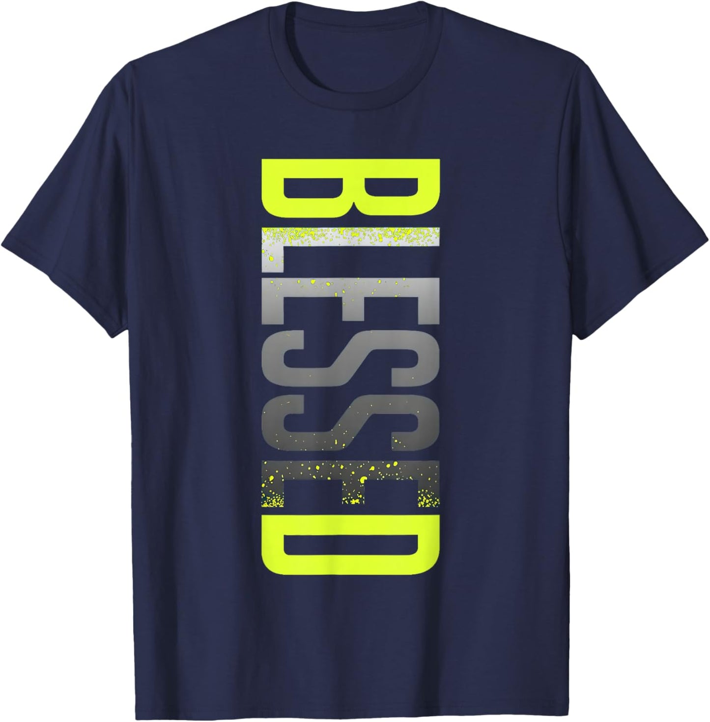 Neon Yellow Black Cool Grey Graphic Match T-Shirt - T-Shirt | Navy