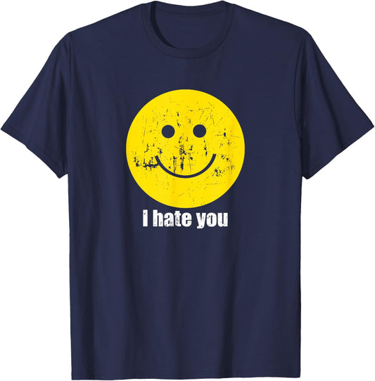 I Hate You Smiling Face T-Shirt - T-Shirt | Navy