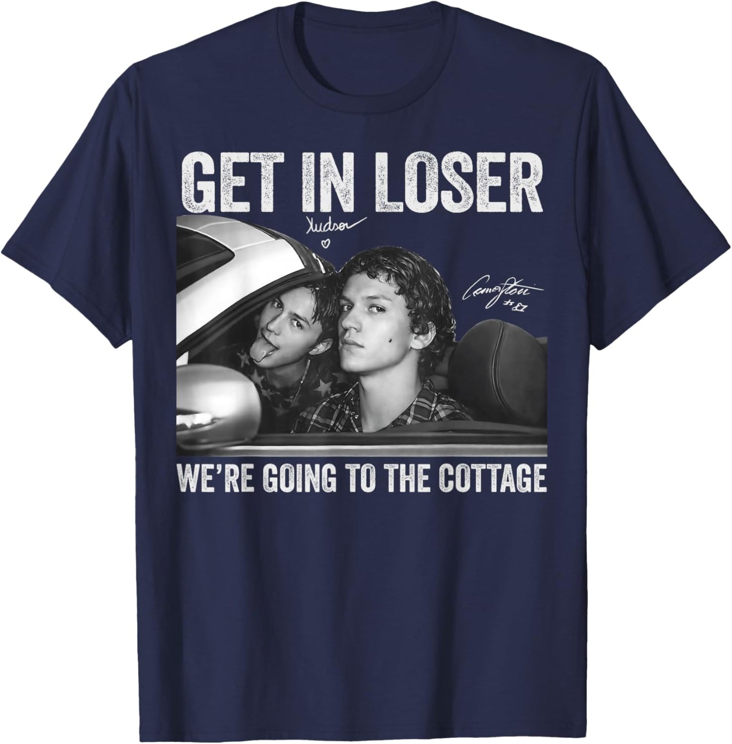 Get in Loser We're Going to The Cottage Vintage Signature T-Shirt - T-Shirt | Navy