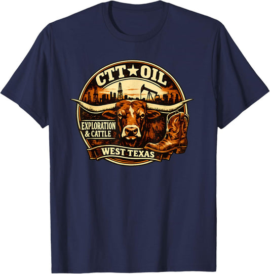 CTT Oil Exploration & Cattle Company Texas T-Shirt - T-Shirt | Navy
