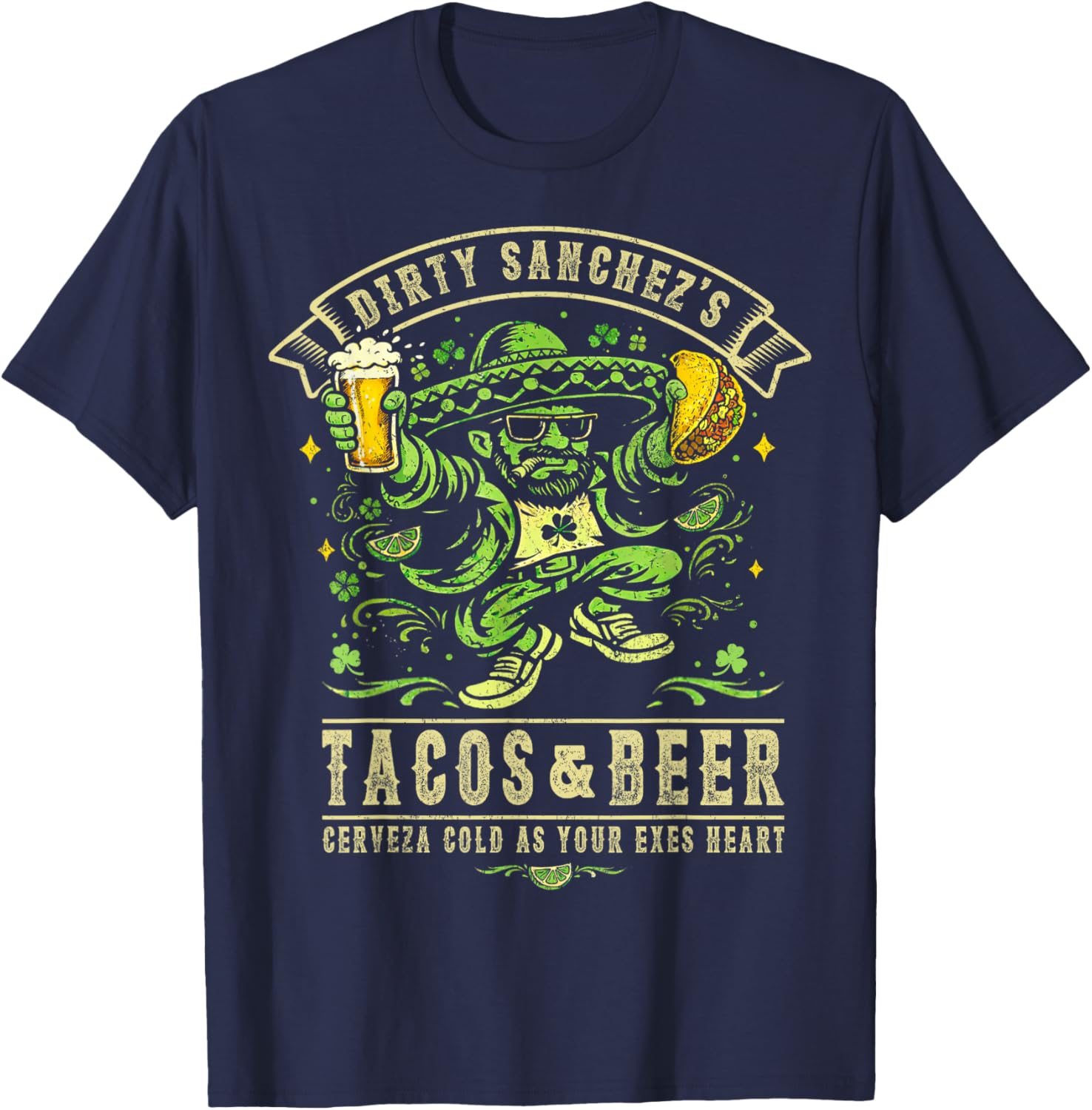 Dirty Sanchez's Tacos & Beer T-Shirt T-Shirt - T-Shirt | Navy